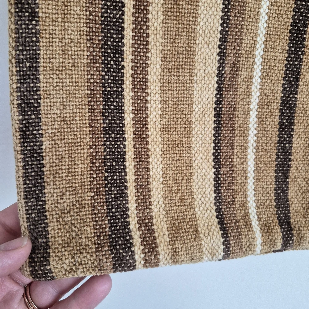 Restoration Hardware Striped Caramel Chocolqte Brown Pillow Cover